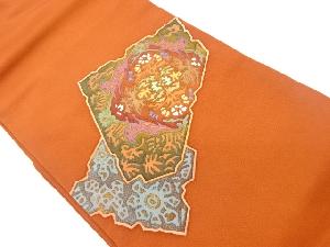 作家物　縮緬地抽象模様名古屋帯